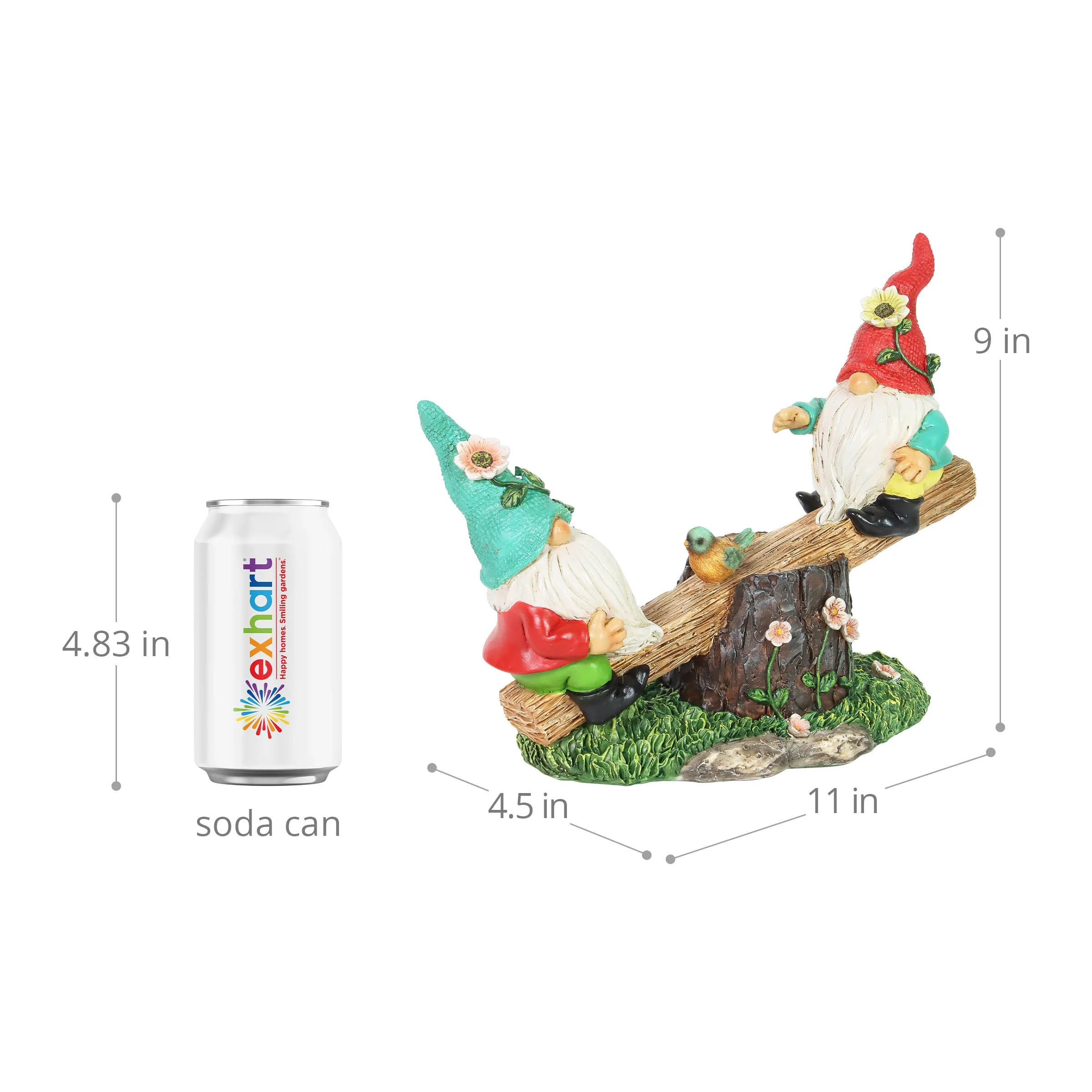 Two Can't See Hat Seesaw Gnomes Garden Statuary, 10.5 by 9 Inches