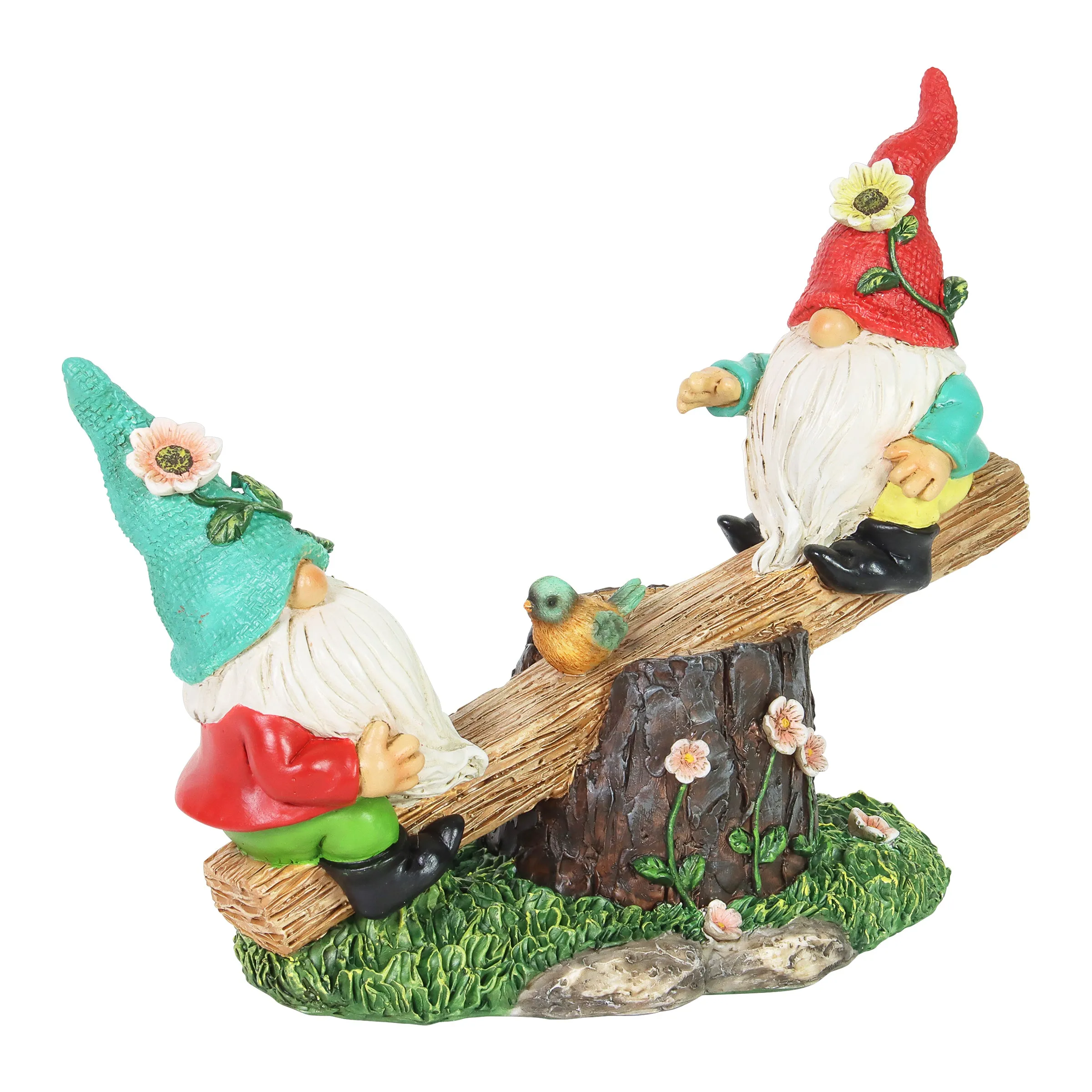 Two Can't See Hat Seesaw Gnomes Garden Statuary, 10.5 by 9 Inches