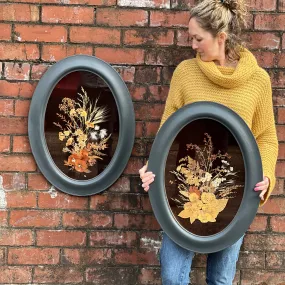 Vintage Pair Of Pressed Flower Art Works