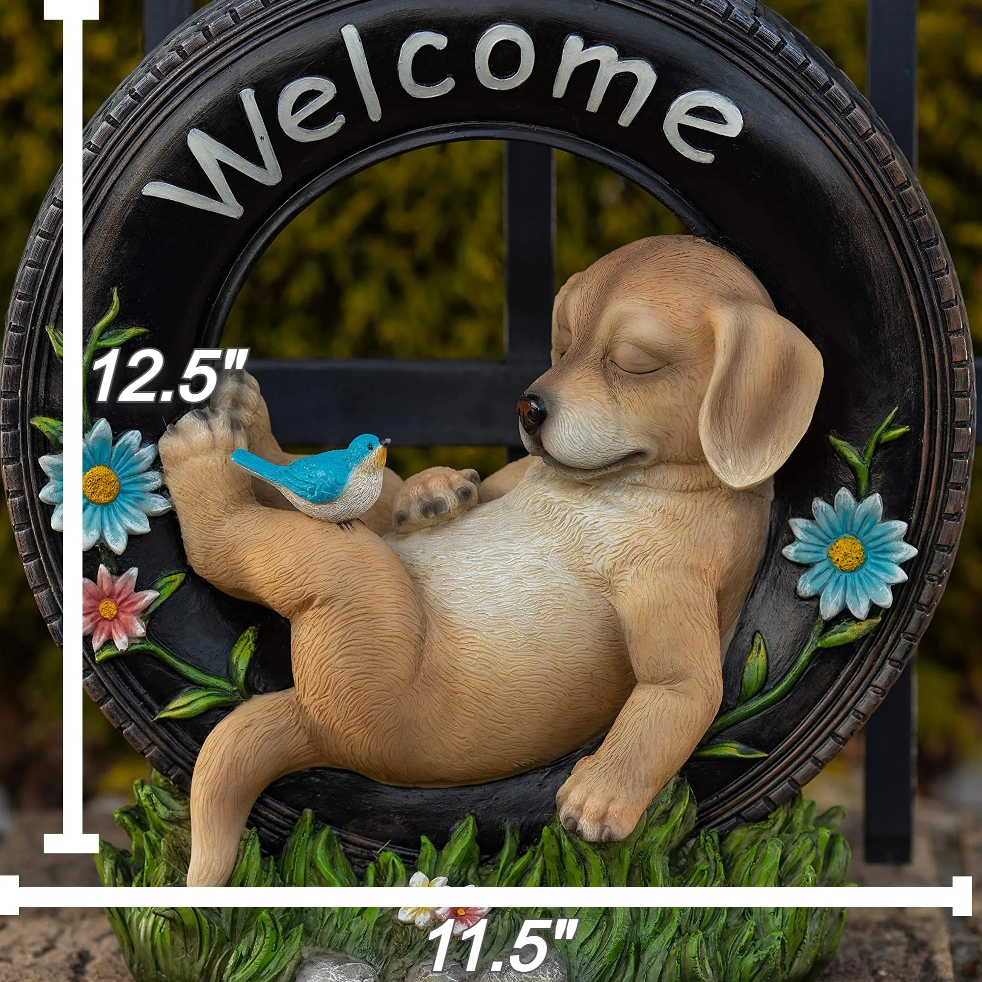 Vp Home Chillaxing Welcome Puppy Dog Solar Powered Led Outdoor Decor Garden Light