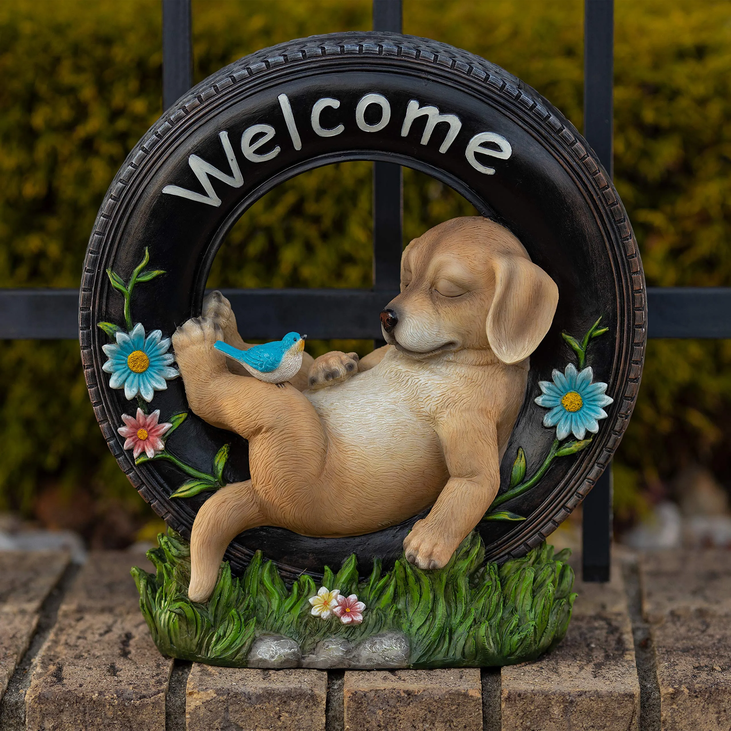 Vp Home Chillaxing Welcome Puppy Dog Solar Powered Led Outdoor Decor Garden Light