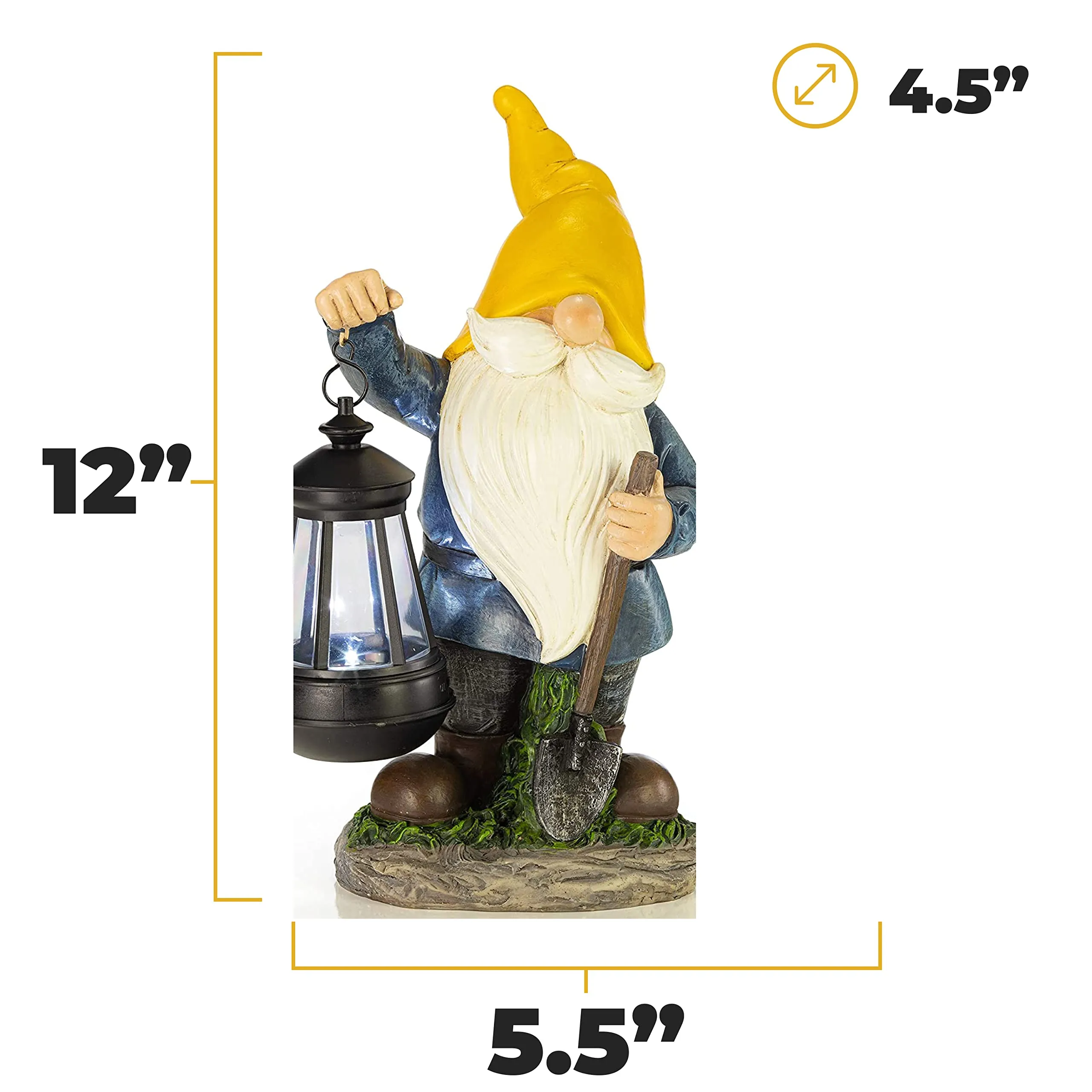 Vp Home Earnest Garden Gnome With Lantern Solar Powered Led Outdoor Decor Light (Yellow