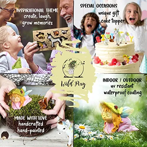 Wild Pixy Fairy Garden Set Miniature Accessories Kit With Fairies and Animals