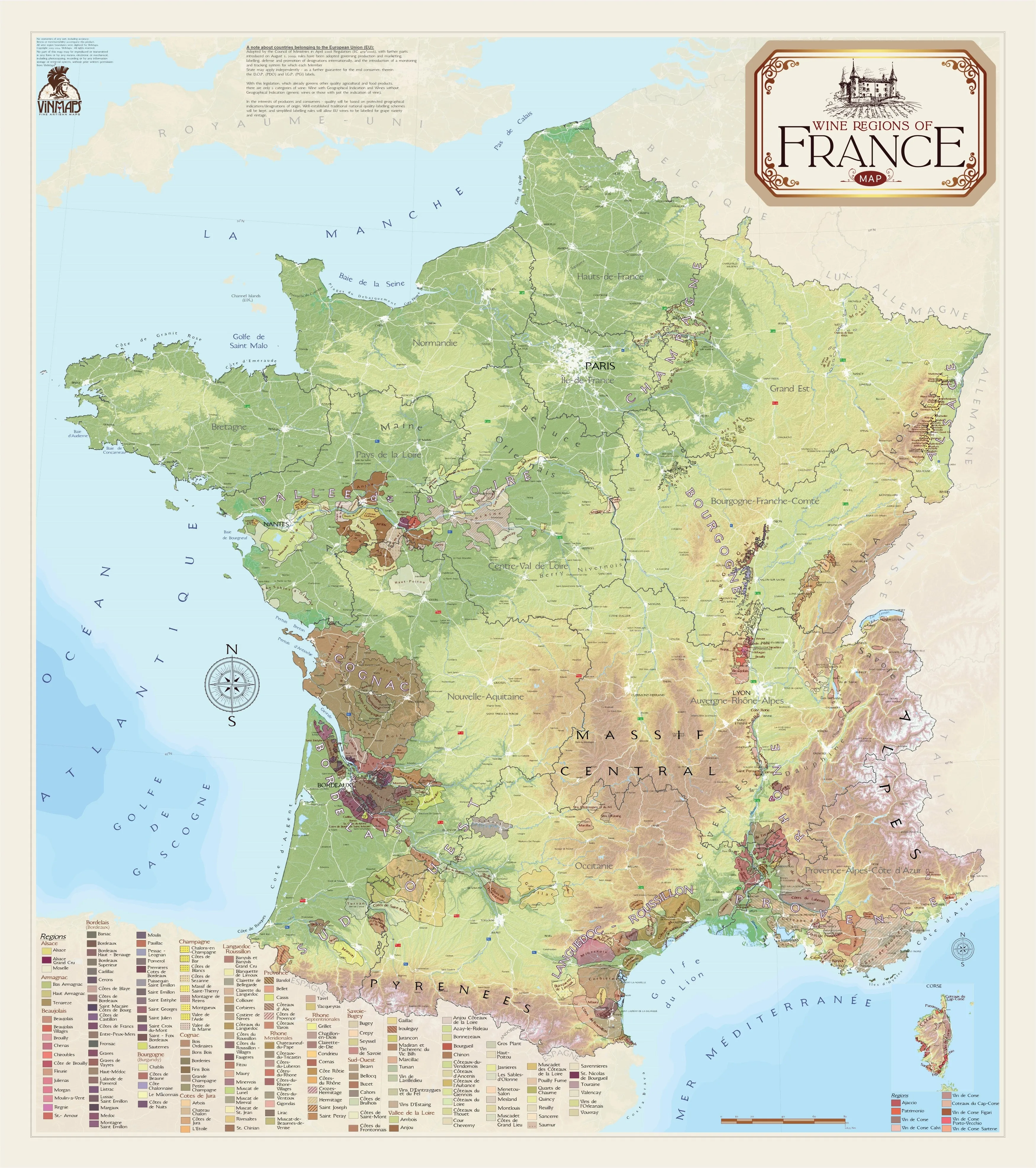 Wine Regions of France Map