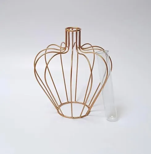 Z Designer Metallic Flower Vase/Test Tube Glass Vase for Hydroponic Plant/Modern Home Decor Vase/Vase for Home/Centerpiece,Flower Vase for Decor/Pc of 1 [ Metallic Vase Gold ]