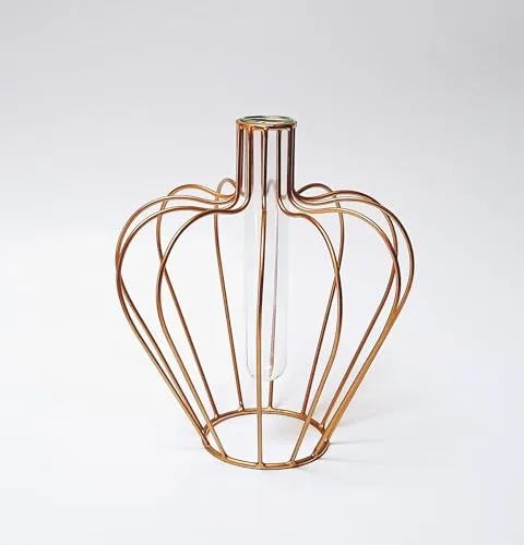 Z Designer Metallic Flower Vase/Test Tube Glass Vase for Hydroponic Plant/Modern Home Decor Vase/Vase for Home/Centerpiece,Flower Vase for Decor/Pc of 1 [ Metallic Vase Gold ]