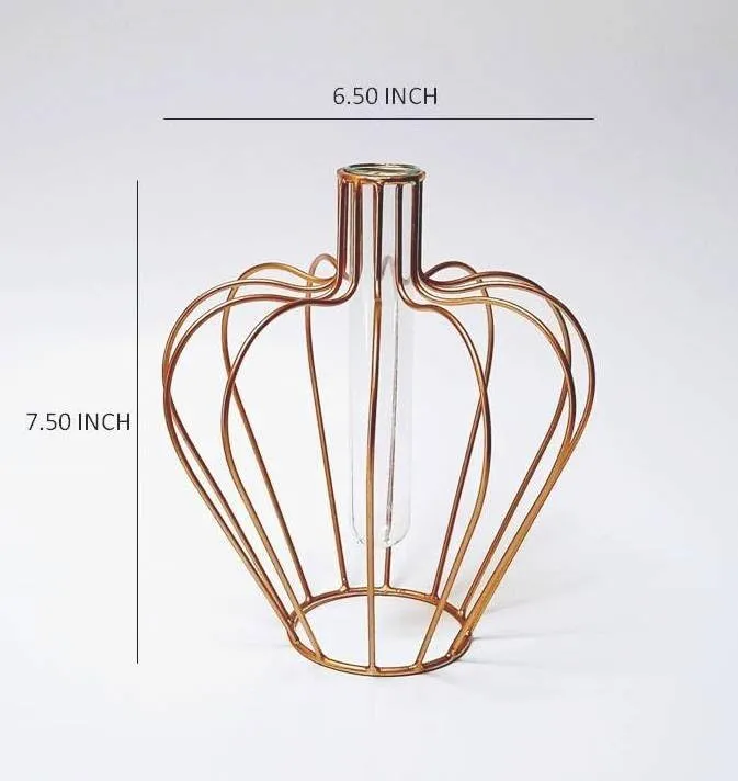 Z Designer Metallic Flower Vase/Test Tube Glass Vase for Hydroponic Plant/Modern Home Decor Vase/Vase for Home/Centerpiece,Flower Vase for Decor/Pc of 1 [ Metallic Vase Gold ]